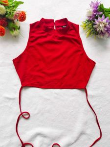 Shein : Ribbed Tie Up Crop Top