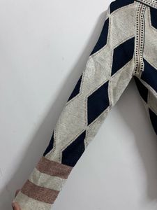 Patterned Knit Sweater, Beige color