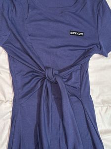 Navy Tie-Front T-Shirt Dress