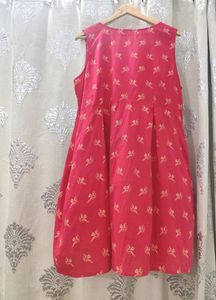 Anouk Cotton Red Printed A-Line Sleeveless Dress