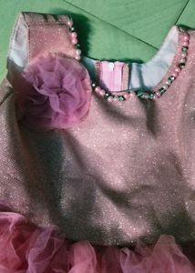 Pink Colour Children Net Frock