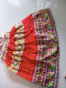 Embroidered Red Garba Skirt
