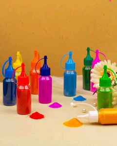 Colorful rangoli colours with Bottles