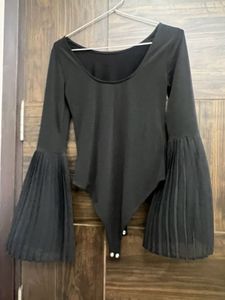 Black Flared Sleeve Bodysuit