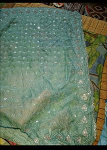 New stones work saree with designer blouse piecd