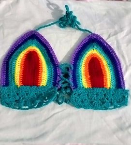 Rainbow Crochet Bikini Top