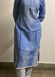 Cotton Blue Suit Set ( 2 Pcs )