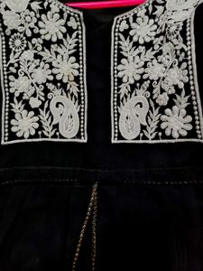 Black Embroidered Kurta ( L Size )