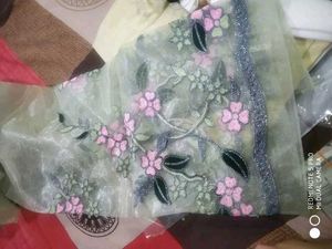 Women&#39;s Net  Embroided Frill Unstitched Lehenga