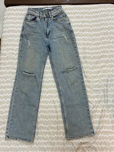 Ripped Straight Fit Jeans