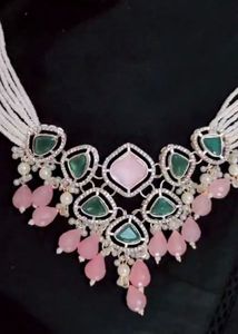 Elegant Pink &amp; Green Jewelry Set