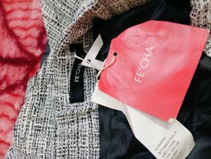 Gray Textured A-Line Skirt