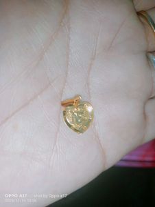 pure gold Om Heart Pendant, small size