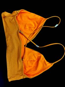 H&amp;M V SHAPED EMBELLISHED SHIMMER BIKINI TOP