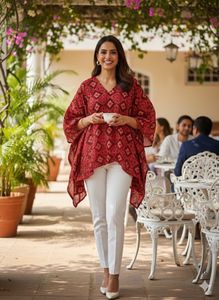 🌶️ SOLD!The &#39;Bandhani Breeze&#39; Kaftan Top 💨