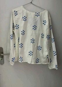 White Smocking Top With Drawstrings- Diwali 🎇🪔 S