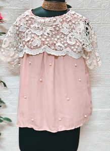 Size S/M 🎁Buy 2 Get 1 Free Pink Lace Top