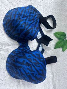 Stylish Blue Patterned Bra