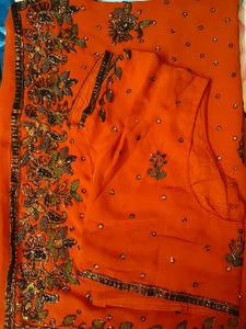 Orange Embellished Saree