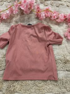 Cute Pink Ribbed Top