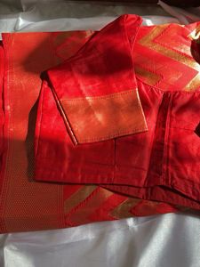 Tomato Red Saree With Blouse