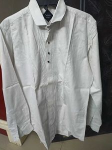 Men's White Cotton Shirt By Manzon