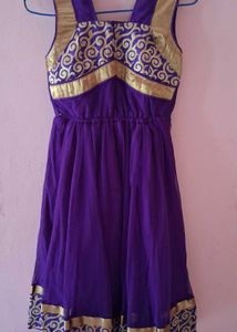 Girls' Purple &amp; Gold Party Dress stitched by me