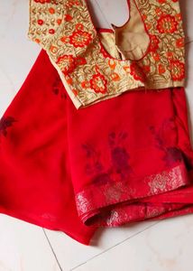 Red Embroidered Saree