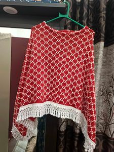 Red And White Cape Top