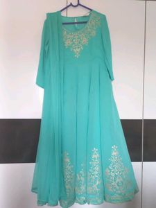 New Firozi Biba Anarkali Kurta With Dupatta