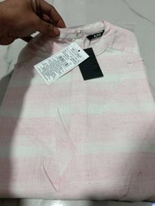 Pink Striped Twist-Front Dress