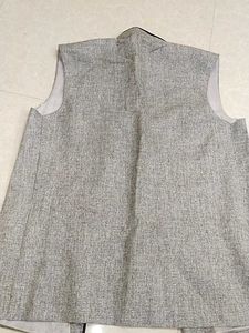 Gray Mandarin Collar Vest