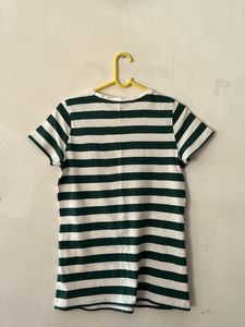 Striped Green And White T Shirt