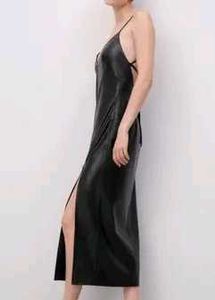 ZARA Faux Leather Midi Dress