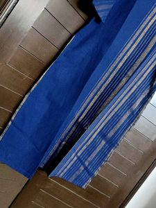 Fabindia Women Blue Gold Striped Long Kurta