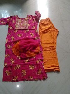 Floral Print Salwar Kameez Set,Only L Size Availab