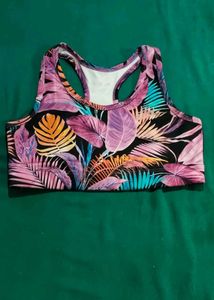 Flower Leaves Print Sports Top Bra