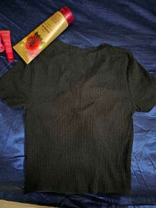 Cute Black Ribbed Top