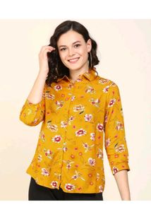 Casual Floral Sleeve Roll Up Shirt
