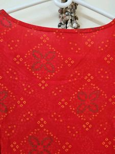 Red Printed Kurta