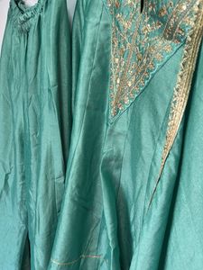 Elegant Teal Kurta Palazzo Dupatta Set