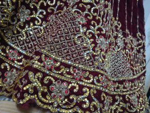 Maroon &amp; Gold Embroidered Dress.