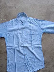 M.K. Gold Blue Cotton Button-Down Shirt - Size L