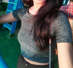 Stretchable Glittery Crop Top