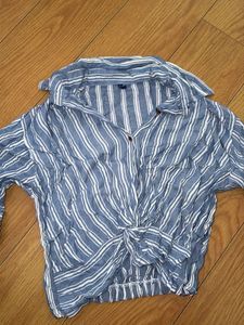 Striped Tie-Front Top