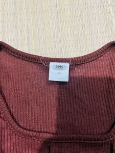 Coffee Brown Ribbed Long Sleeve Top