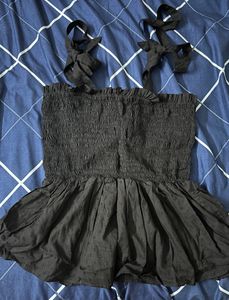 Black Tie Straps Peplum Top- Worn Once- Perfect