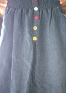 Denim Button-Front Culottes