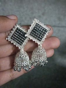 Silver Jhumka Earrings