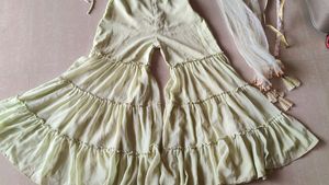 Top &amp; Sharara With Attached Dupatta And Waist Belt